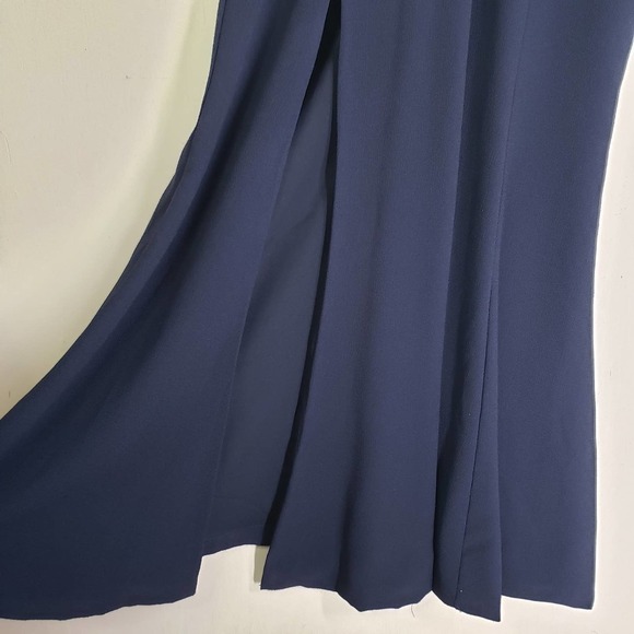 Dress The Population Iris Slit Crepe Gown L Navy Blue Sleeveless Gown Maxi - Picture 5 of 11